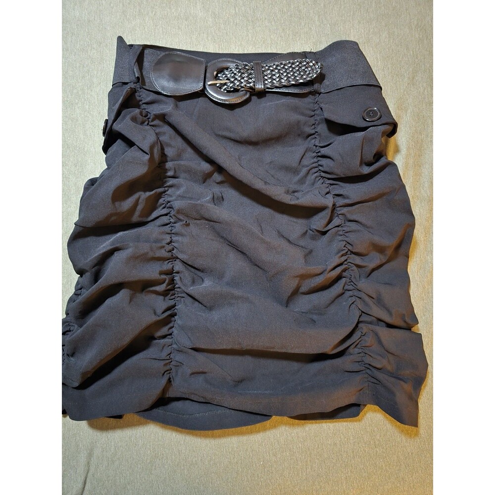VALIA Womens Black Striaght Sjirt Scrunchy Stretch 3X Club Goth Punk